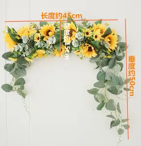 Wholesale Spring Sunflower Wall Hanging Mirror Front Wedding For Home Lintel And Decoration Welcome Sign Artificial Flower