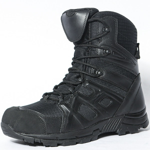 Scarpe Tattiche in Pelle Nera a Taglio Medio per Uomo e <span class=keywords><strong>Donna</strong></span>, Stivali da Combattimento con Punta in Acciaio per Escursionismo e Sicurezza - Product Image 6