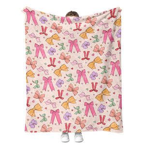 Cherry Bow <b>Blanket</b> Lovely Girly Home Decoration Soft Cozy Fuzzy Wearable Plush Sherpa Fleece Adult and Kids Custom <b>Blankets</b> - Product Image 4