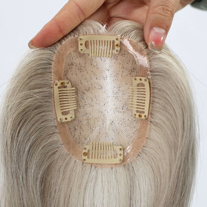 TopEllesダブルドローバージンヘアショートグレーカラー3*4スモールモノトッパー使いやすい女性用トッパー - Product Image 1