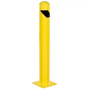 Safety Bollard Post Safety Barrier Bollard, 36" Height Yellow Powder Coat Pipe Steel Safety Barrier