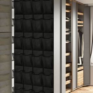 Classic Design White Hanging Shoe Organizer <b>Storage</b> Bag 28 Mesh Pockets Over-the-Door <b>Fabric</b> Rack With Metal Hooks - Product Image 2