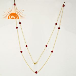 สร้อยคอพลอยแคลเซโดนีสีชมพูสวยงาม ดีไซน์เนอร์ออกแบบ สร้อยเงินชุบทอง ผู้จำหน่ายเครื่องประดับ - Product Image 2