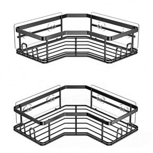 Étagère de rangement d'angle en métal pour cuisine avec triangle adhésif sans poinçon mural toilette salle de bain douche caddy organisateur - Product Image 3
