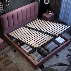 Ánh Sáng Mỹ Sang Trọng Căn Hộ Nhỏ Khách Sạn Mạng Màu Đỏ Thiết Kế Cao Trở Lại Giường Vải 1.8M Phòng Ngủ Đơn Giản Hiện Đại Lưu Trữ Giường - Product Image 2