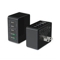 Chargeur mural GaN multi-prises 35,5 W, nouvelle arrivée, 3 USB-A, 2 Type-C, charge rapide PD, adaptateur ABS PC UK US EU pour iPhone, smartphones