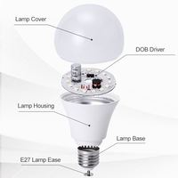 Ampoule LED SMD WOOJONG A19 avec capteur de mouvement, culot E26/B22, corps en AL+PC, angle de faisceau 220°, certifiée Energy Star pour le marché nord-américain