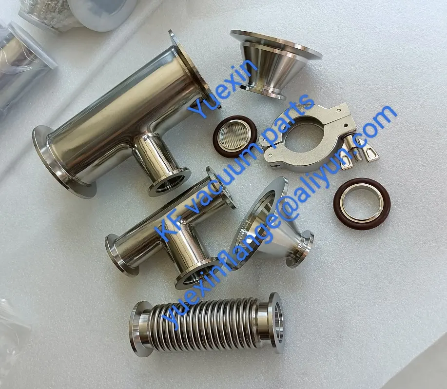 KF Vacuum reducer Equal stainless steel KF40 Equal Tee pipe fitting 45 degree lateral flange fittings & components