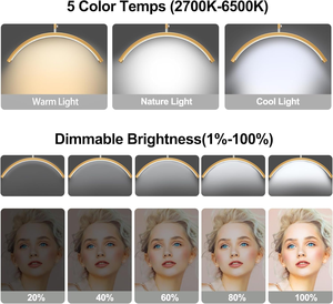 Lampe LED demi-<span class=keywords><strong>lune</strong></span> réglable sur pied avec support de téléphone pour extensions de cils, nail art, tatouage, soins de la peau, salon de beauté et SPA - Product Image 4