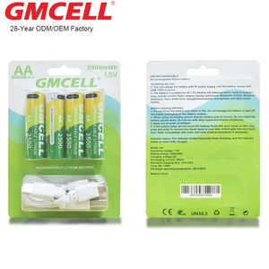 4pcs Pack USB Rechargeable Battery Type-C 1.5V 2500mWh <b>AA</b> Batteries <b>Lithium</b> Ion Battery for Toys - Product Image 1