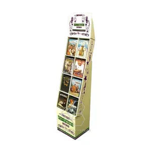 Cardboard Advertising Display Stands Custom 8 Pockets Corrugated Floating Shelf Portable Advertising Supermarket Rack Promotional Cardboard Book Display Stands