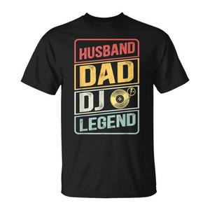 T-shirt da uomo nera taglia media per la festa del papà, modello Dad DJ Legend Retro - Product Image 1