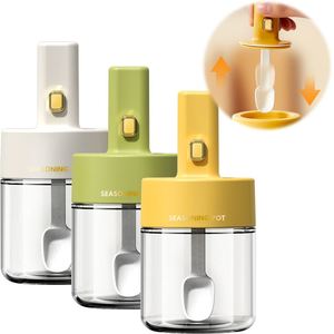 Custom Kitchen Packaging Airtight Clear Seasoning <b>Spice</b> Container Glass Condiment Powder Herb Salt <b>Jar</b> Set With Adjustable Spoon - Product Image 1