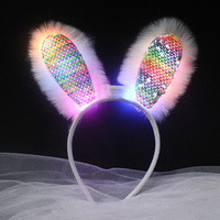 Serre-tête LED mignon en forme d'oreilles de lapin, avec paillettes et sequins, lumineux, pour fête phosphorescente – Prix usine