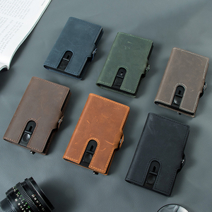 Portafoglio Automatico Bifold Brevettato, Porta Carte Pop-up <span class=keywords><strong>in</strong></span> Alluminio Sottile per Uomo, RFID, <span class=keywords><strong>in</strong></span> Vera Pelle con <span class=keywords><strong>Tasca</strong></span> Portamonete - Product Image 4