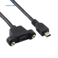 Câble adaptateur d'extension mâle-femelle Mini USB 5 broches à 90 degrés avec vis