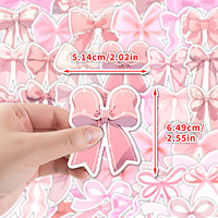 Autocollants décoratifs imperméables mignons et promotionnels avec nœuds roses pour valises et bouteilles d'eau