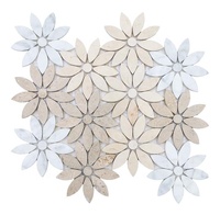 Nouvelle Arrivée Mosaïque Murale et de Sol en Marbre Poli à Jet d'Eau Vert et Blanc, Design Moderne Écologique, Motif Floral, pour Hôtels, Garantie 1 An