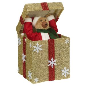 Scatola Regalo Decorativa Natalizia con Babbo Natale e Pupazzo di Neve Animato, Musica e Luci - Product Image 3