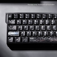 [PC Pixel Carbon-Pattern Keycaps] Cross-Border Bestseller Light-Transmitting Transparent Mechanical Keyboard Keycaps English