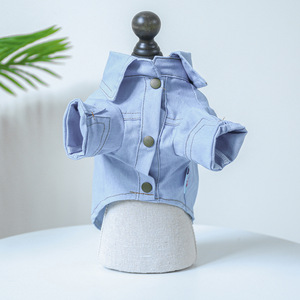 PETCIRCLE pet collar, cute and simple dog and <b>cat</b> <b>clothes</b> with D-ring, stylish denim shirt - Product Image 4
