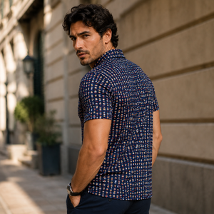 Polo con Estampado Novedoso Azul Marino para Hombre, Ropa Casual de Golf para Resort, Manga Corta, de Secado Rápido, Disponible al por Mayor, Stock Disponible para Verano - Product Image 2