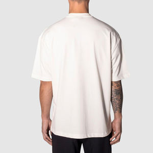 Streetwear personnalisé surdimensionné col ras du cou épaules tombantes poids lourd t-shirt de luxe t-shirts hommes coton contraste garniture t-shirt pour hommes - Product Image 3