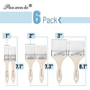 Panwenbo Lot de 6 pinceaux plats pour <span class=keywords><strong>peinture</strong></span>, manche en bois, poils de <span class=keywords><strong>brosse</strong></span>, pinceaux professionnels pour <span class=keywords><strong>peinture</strong></span> murale - Product Image 2