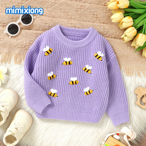 Maglione Pullover Chunky per Neonati Mimixiong, Lavorazione a Maglia con Ricamo di Api, Maniche Lunghe e Collo Tondo - Product Image 6