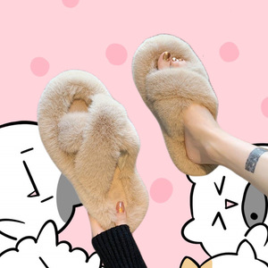 2026 nouveau KJ femmes dames femmes mode moelleux fausse fourrure en peluche floue extérieur semelle épaisse orteils ouverts pantoufle à la mode et chaud - Product Image 2