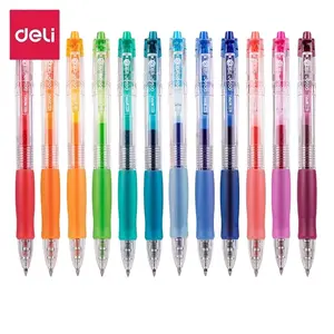 DELI sa500 màu gel bút màu 12 gói học sinh ghi chú máy tính xách tay màu bút bấm chuyển động mịn chữ ký bút