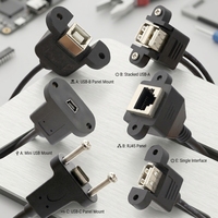 Cable de Montaje en Panel USB Macho-Hembra con Conector RJ45 Ethernet Tipo C Micro Mini B con Bloqueo de Rosca