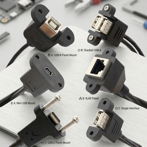 Screw Locking Mini <strong>B</strong> <strong>Micro</strong> Type C RJ45 Ethernet Male Female <strong>USB</strong> Panel Mount Cable - Product Image 1