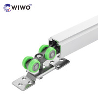 Roulettes de porte coulissante modernes très vendues, système de glissière pour porte escamotable, quincaillerie finition nickel, amortissement double face pour cuisine