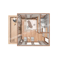 Tente préfabriquée de luxe en acier avec revêtement PVDF pour 1 à 2 personnes, avec chambre, cuisine et salle de bain - Abri extérieur à faible entretien