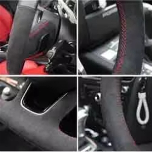Housse de <span class=keywords><strong>volant</strong></span> BMW M Sport 3 branches, ajustement universel, <span class=keywords><strong>cuir</strong></span> véritable noir souple, cousu main, DIY - Product Image 3