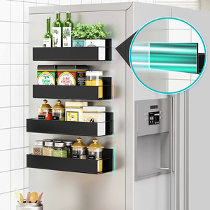 Magnetic Refrigerator Spice Rack 4-Tier Black Hanging Kitchen Storage Organizer No Drill Condiment Rack - Product Image 2