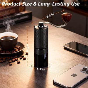 60 Levels External Adjustment Titanium Gold SS BurrAl-Alloy 420 <b>Mini</b> Small Hand Mill Portable Espresso Manual Coffee <b>Grinder</b> - Product Image 6
