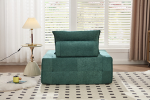 Vacuum Box Packed Single Modular <b>Sofa</b> Cube <b>Inflatable</b> Suede Fabric Square Block Settee Frameless One Seat Floor Lounge Chair - Product Image 4