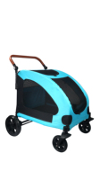 Poussette pour chien pour grands chiens-Wagon pour chien poignée réglable et lucarne en maille respirante, double entrée, 4 roues adaptées aux petits, moi