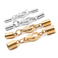 Fermoirs à cordon en acier inoxydable Hobbyworker, embouts de cordon, fermoirs à homard, embouts de sertissage en cuir pour la fabrication de bijoux DIY