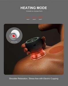 Juego de ventosas de terapia de vidrio eléctrico inteligente, succión de 3 niveles/calefacción/vibración, máquina de masaje corporal tipo C recargable por USB - Product Image 4
