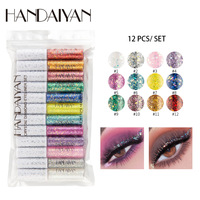 Palette de fards à paupières liquides minéraux 12 couleurs avec finition métallique, formule waterproof 60g