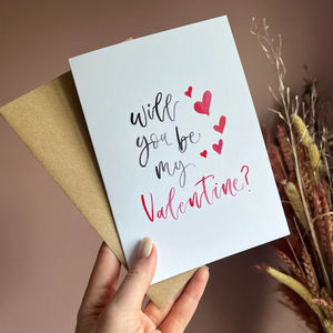 Vente en gros Simple Impression de calligraphie minimale Voulez-vous être ma carte de voeux Valentine Cartes de remerciement personnalisées avec enveloppe - Product Image 1