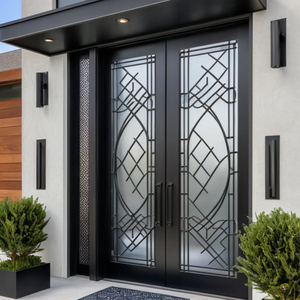 Porte d'entrée extérieure en aluminium sur mesure de haute qualité ZEKIN, style américain, sécurisée, insonorisée, ignifuge, pour usage résidentiel et villas - Product Image 1