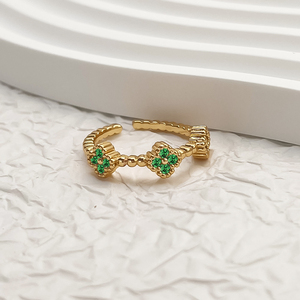 Alla moda oro placcato gemma di gioielli di colore brillante zircone cubico decorato a forma di cuore regolabile anelli per le donne - Product Image 6