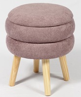 Mobilier de salon design moderne de haute qualité tabouret pouf rond et durable avec pieds en bois