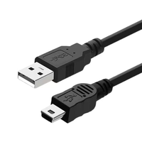 Câble d'extension USB-A vers Mini USB 5 broches, port en forme de T, conducteur tout cuivre, isolation PVC, charge rapide, transfert de données