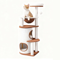 Arranhador e Estrutura de Escalada para Gatos em Madeira Durável com Compartimento Aberto Integrado e Cama - Estilo Moderno e Atraente para Uso Interno e Externo