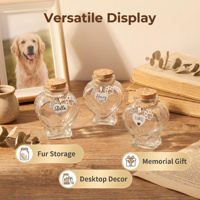 Urna Conmemorativa de Cristal Grabada a Medida con Forma de Corazón para Mascotas, Recuerdo Eterno para Cenizas y Pelo, Regalo al por Mayor de Condolencias por la Pérdida de una Mascota